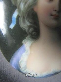 Antique German Painted Porcelain Old Portrait Plaque Signed Wagner KPM Style MHR