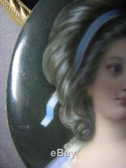 Antique German Painted Porcelain Old Portrait Plaque Signed Wagner KPM Style MHR