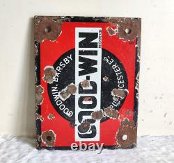 Antique Goodwin Barsby Advertising Enamel Sign Board Old Leicester England EB679