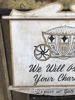 Antique Hand Painted Double Sided Hanging Sign Old Wood Park Your Chariot