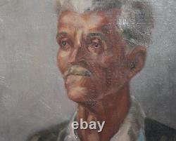 Antique Impressionist Composition Old Man Portrait Oil Painting Signed