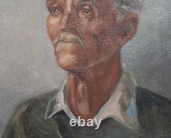 Antique Impressionist Composition Old Man Portrait Oil Painting Signed