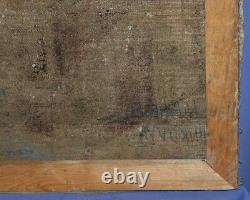 Antique Impressionist Composition Old Man Portrait Oil Painting Signed