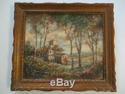 Antique Impressionist Landscape Oil Painting Impressionism Signed Mystery Old
