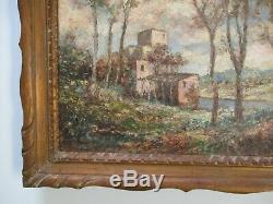 Antique Impressionist Landscape Oil Painting Impressionism Signed Mystery Old