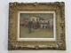 Antique Impressionist Painting Masterful Congregation Street Scene Mystery Old