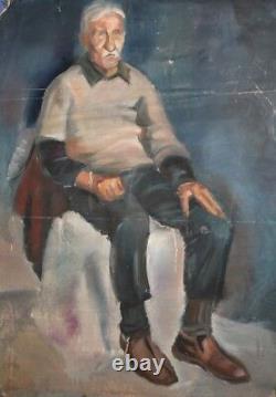Antique Impressionist Portrait Old Man Oil Painting