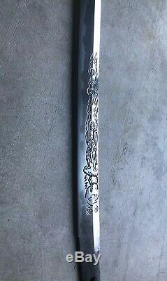 Antique Japanese Samurai Sword HORIMONO Carving -BONJI -Old Collection/SIGNED/th
