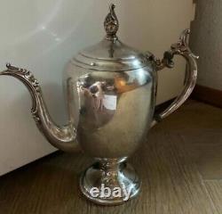Antique Kettle F. B. Rogers Silver on Copper Teapot Signed Floral Rare Old 19th