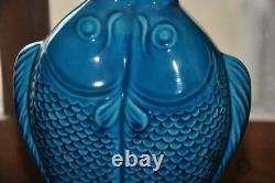 Antique Lamp Oriental Signed Delvaux Rue Royale Paris Fish Carps Rare Old 1880