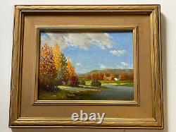 Antique Landscape Painting American Regionalism Plein Air Home With A Stream Old