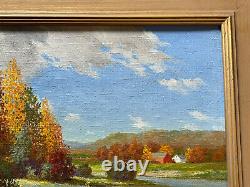 Antique Landscape Painting American Regionalism Plein Air Home With A Stream Old