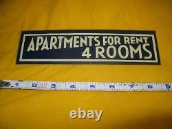 Antique Litho Tin Sign APARTMENT FOR RENT 4 ROOMS Old Original Not Repop SCARCE