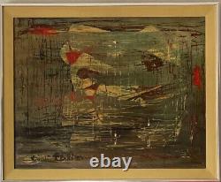 Antique MID Century Modern Abstract Oil Painting Old Vintage Signed 1957