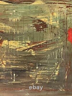 Antique MID Century Modern Abstract Oil Painting Old Vintage Signed 1957
