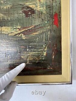 Antique MID Century Modern Abstract Oil Painting Old Vintage Signed 1957