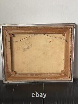 Antique MID Century Modern Abstract Oil Painting Old Vintage Signed 1957