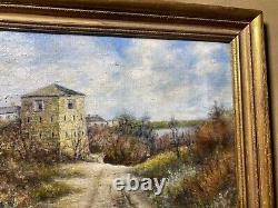 Antique M. P Walsh Old French Fort, Fort Snelling Minnesota Oil Painting-Framed