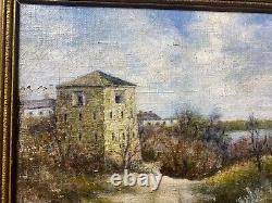 Antique M. P Walsh Old French Fort, Fort Snelling Minnesota Oil Painting-Framed