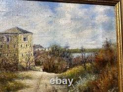 Antique M. P Walsh Old French Fort, Fort Snelling Minnesota Oil Painting-Framed