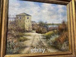 Antique M. P Walsh Old French Fort, Fort Snelling Minnesota Oil Painting-Framed