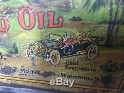 Antique Manhattan Trop-Artic Graphic Motor Oil Can Vintage Original Gas Sign Old
