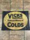 Antique Metal Vicks Vaporub Sign Relieves Misery Of Colds Original Usa Old