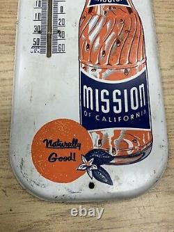 Antique Mission Orange Soda Advertising Thermometer Metal Sign Old Barn Find VTG