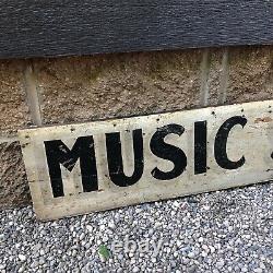 Antique Music Studio Vintage Painted On Wood Sign Original Old