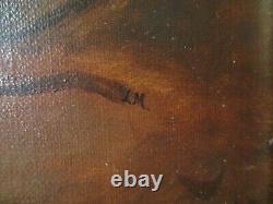 Antique Mystery Signed Portrait Coastal Sea Beach Nautical Boat Landscape Old