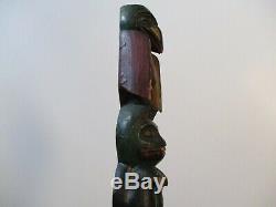 Antique Native American Indian Statue 12 Totem Old Carving Sculpture Painting