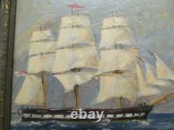 Antique Nautical Ship Painting Seascape Open Sea Coastal Surtees Signed Old