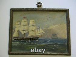 Antique Nautical Ship Painting Seascape Open Sea Coastal Surtees Signed Old
