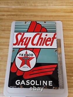 Antique OLD TEXACO MOTOR OIL GASOLINE PORCELAIN GAS STATION PUMP SIGN 17 X 12 A1
