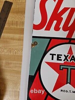 Antique OLD TEXACO MOTOR OIL GASOLINE PORCELAIN GAS STATION PUMP SIGN 17 X 12 A1