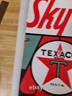 Antique OLD TEXACO MOTOR OIL GASOLINE PORCELAIN GAS STATION PUMP SIGN 17 X 12 A1