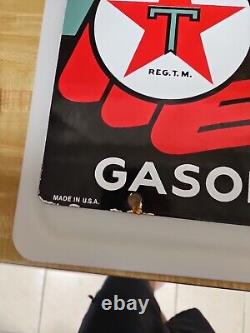 Antique OLD TEXACO MOTOR OIL GASOLINE PORCELAIN GAS STATION PUMP SIGN 17 X 12 A1