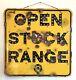 Antique Old West Southern California Auto Club Open Range Stock Porcelain Sign