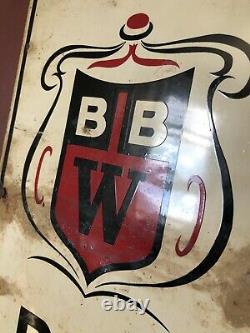 Antique ORIG 1940s B B WALKER SHOE BOOT SIGN METAL CLOTHING WORKWEAR VTG 40 Old