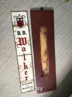 Antique ORIG 1940s B B WALKER SHOE BOOT SIGN METAL CLOTHING WORKWEAR VTG 40 Old