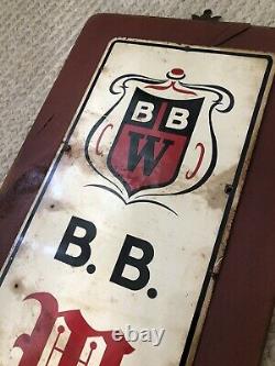 Antique ORIG 1940s B B WALKER SHOE BOOT SIGN METAL CLOTHING WORKWEAR VTG 40 Old