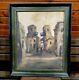 Antique Oil Painting Canvas Signed Art Artist Vintage Wall Frame Wood 3025 Old