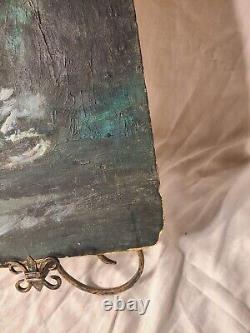 Antique Oil on Board- Alaskan Wilderness-Stream- Signed S. Stilson Old Board