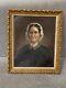 Antique Oil On Canvas Signed Icd Portrait Painting Of Old Quaker Woman