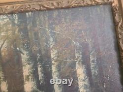 Antique Oil on Canvas- Wooded Stream- Signed Martini old gilded frame