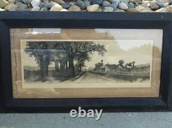 Antique Old 1890 Ernest Rost Landscape Connecticut Farm 45 1/2 x 25 1/2 frm