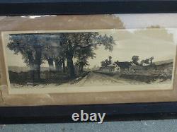 Antique Old 1890 Ernest Rost Landscape Connecticut Farm 45 1/2 x 25 1/2 frm