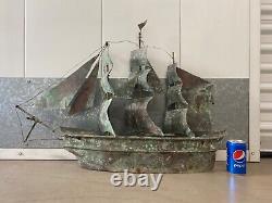 Antique Old 19th American Folk Art Nautical Ship Weathervane, New England WOW