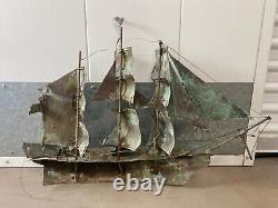 Antique Old 19th American Folk Art Nautical Ship Weathervane, New England WOW