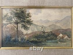 Antique Old 19th c Early California Plein Air Landscape Painting, Signed 1893